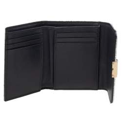 Pre Owned Dior Silver Cannage Foil Leather Compact Wallet