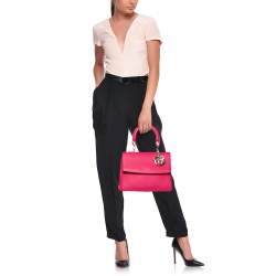 Pre Owned Dior Pink Leather Small Be Dior Flap Top Handle Bag