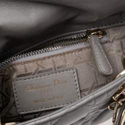 Dior Grey Cannage Leather Mini Lady Dior Tote