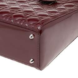 Pre Owned Dior Burgundy Patent Leather Large Lady Dior Tote