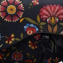 Pre Owned Dior Black Canvas And Leather Vintage Floral Print Saddle Bag