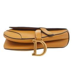 Pre Owned Dior Mustard Yellow Leather Saddle Bag