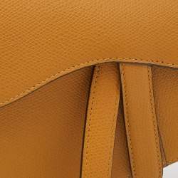 Pre Owned Dior Mustard Yellow Leather Saddle Bag