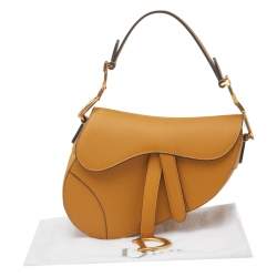 Pre Owned Dior Mustard Yellow Leather Saddle Bag