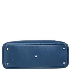 Pre Owned Dior Blue Grained Leather Medium Diorissimo Shopper Tote