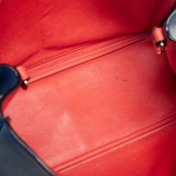 Pre Owned Dior Blue Grained Leather Medium Diorissimo Shopper Tote