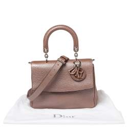 Pre Owned Dior Metallic Beige Leather Small Be Dior Flap Top Handle Bag
