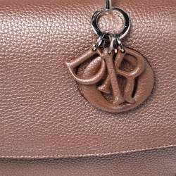 Pre Owned Dior Metallic Beige Leather Small Be Dior Flap Top Handle Bag