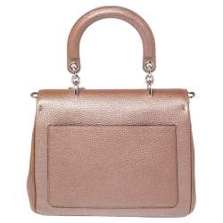 Pre Owned Dior Metallic Beige Leather Small Be Dior Flap Top Handle Bag