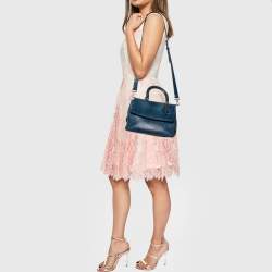 Pre Owned Dior Navy Blue Python Leather Be Dior Top Handle Bag
