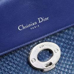 Pre Owned Dior Navy Blue Python Leather Be Dior Top Handle Bag