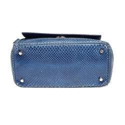 Pre Owned Dior Navy Blue Python Leather Be Dior Top Handle Bag