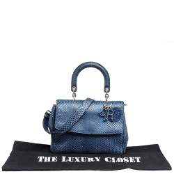 Pre Owned Dior Navy Blue Python Leather Be Dior Top Handle Bag