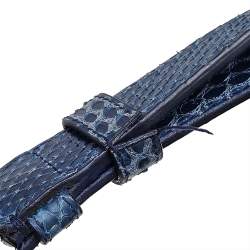 Pre Owned Dior Navy Blue Python Leather Be Dior Top Handle Bag