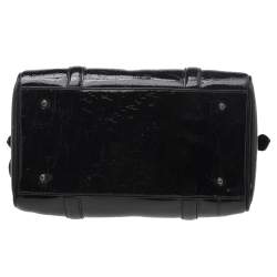 Pre Owned Dior Black Oblique Monogram Patent Leather Boston Bag