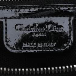 Pre Owned Dior Black Oblique Monogram Patent Leather Boston Bag
