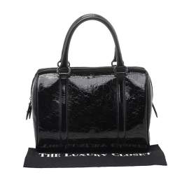 Pre Owned Dior Black Oblique Monogram Patent Leather Boston Bag