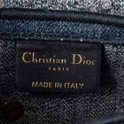 Pre Owned Dior Blue Oblique Denim Saddle Bag