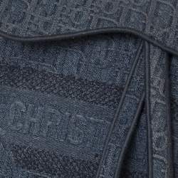 Pre Owned Dior Blue Oblique Denim Saddle Bag