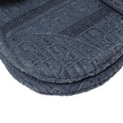 Pre Owned Dior Blue Oblique Denim Saddle Bag
