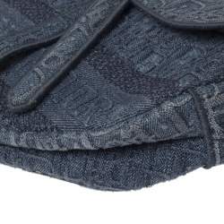 Pre Owned Dior Blue Oblique Denim Saddle Bag