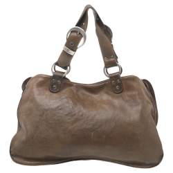 Pre Owned حقيبة كتف ديور غاوشو جلد أخضر زيتوني 