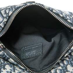 Pre Owned Dior Navy Blue Oblique Canvas Mini Saddle Crossbody Bag
