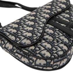 Pre Owned Dior Navy Blue Oblique Canvas Mini Saddle Crossbody Bag