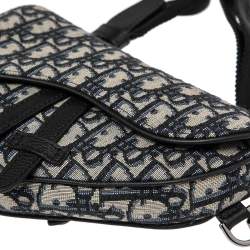 Pre Owned Dior Navy Blue Oblique Canvas Mini Saddle Crossbody Bag