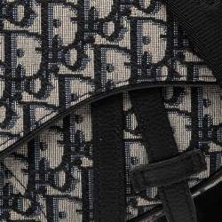 Pre Owned Dior Navy Blue Oblique Canvas Mini Saddle Crossbody Bag