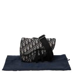 Pre Owned Dior Navy Blue Oblique Canvas Mini Saddle Crossbody Bag