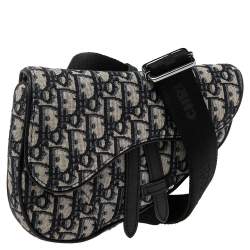 Pre Owned Dior Navy Blue Oblique Canvas Mini Saddle Crossbody Bag