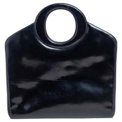 Pre Owned Dior Black Glossy Leather Vintage Frame Bag