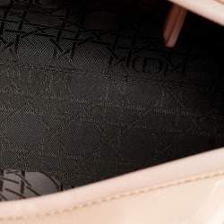 Pre Owned حقيبة يد ديور ليدي ديور كبيرة جلد لامع كاناج وردي فاتح