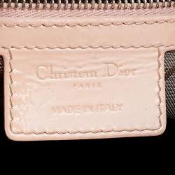 Pre Owned حقيبة يد ديور ليدي ديور كبيرة جلد لامع كاناج وردي فاتح