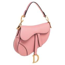 Pre Owned Dior Pink Leather Saddle Shoulder Bag