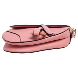 Pre Owned Dior Pink Leather Saddle Shoulder Bag