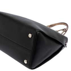 Pre Owned Dior Black/Beige Leather and Python Small Dior Addict Shopper Tote