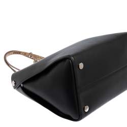 Pre Owned Dior Black/Beige Leather and Python Small Dior Addict Shopper Tote