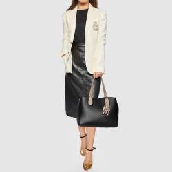 Dior Black/Beige Leather and Python Small Dior Addict Shopper Tote