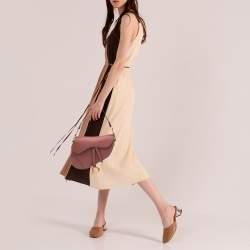 Pre Owned Dior Old Rose Leather Saddle Shoulder Bag