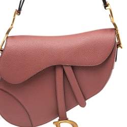 Pre Owned Dior Old Rose Leather Saddle Shoulder Bag