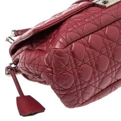 Pre Owned Dior Red Cannage Leather Large New Lock Flap Shoulder Bag