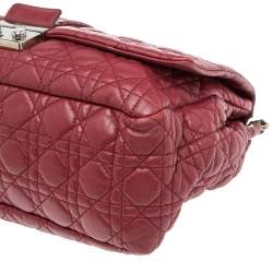Pre Owned Dior Red Cannage Leather Large New Lock Flap Shoulder Bag