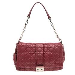 Pre Owned Dior Red Cannage Leather Large New Lock Flap Shoulder Bag