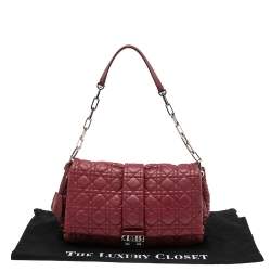 Pre Owned Dior Red Cannage Leather Large New Lock Flap Shoulder Bag