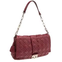 Pre Owned Dior Red Cannage Leather Large New Lock Flap Shoulder Bag