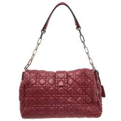 Pre Owned Dior Red Cannage Leather Large New Lock Flap Shoulder Bag