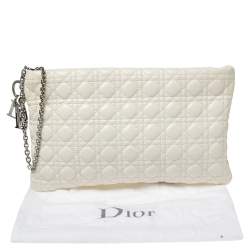 Pre Owned Dior White Cannage Leather Panarea Zip Pouch