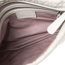 Pre Owned Dior White Cannage Leather Panarea Zip Pouch